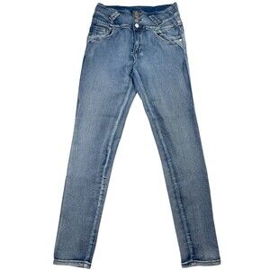 H&Y Jeans Women's 7/8 Blue Denim Cotton Stretch High Waisted Mid-Rise Skinny Leg